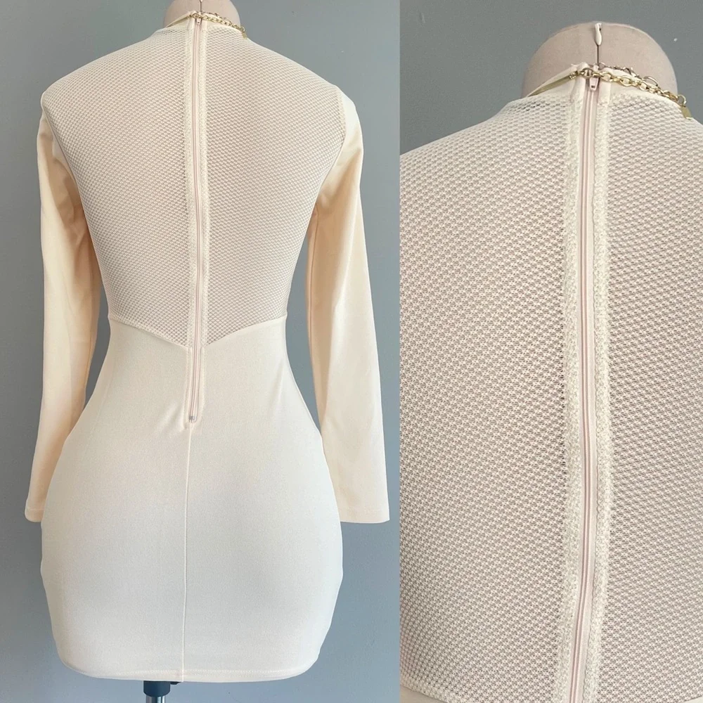 NEW Fashion boutique High quality Bodycon dress classy trendy sexy club - Cream - Picture 5 of 5